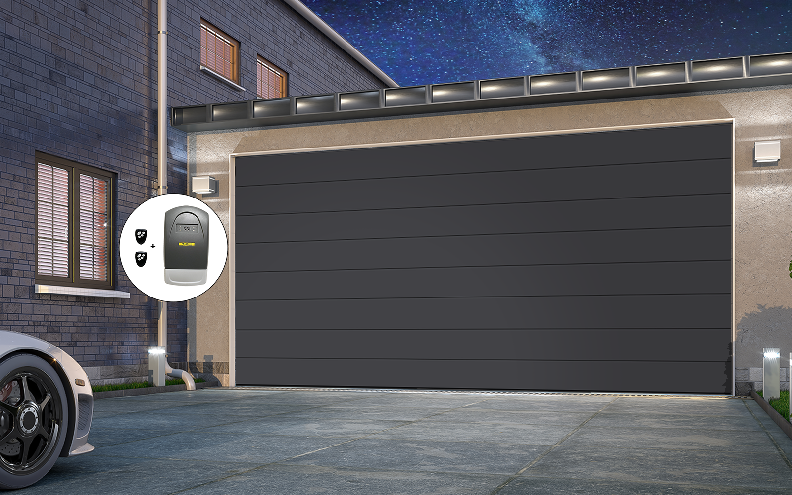 Porte de garage sectionnelle mono ligne 4000 x 2000 RAL 7016